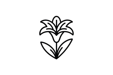 Elegant outline of a lily flower with stem and leaves