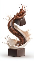 Silky Chocolate Flow with Splashing Liquid for Promotional Poster