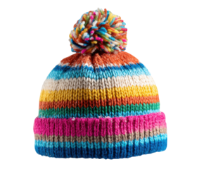 Colorful knitted winter hat with pom pom for warmth and style