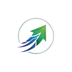 Green arrow pointing up inside a circle