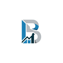 Letter b logo with upward trending graph