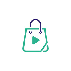 Shopping bag with play button icon