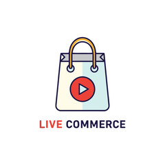Live commerce shopping bag with play button