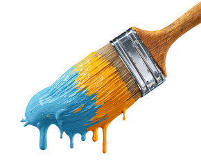 Bright paint colors on a brush for creative projects and art design