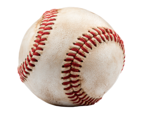 Classic baseball resting on a surface with visible stitching