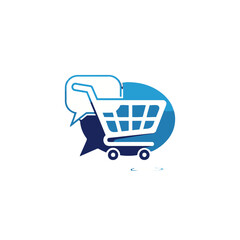 Shopping cart with speech bubble logo