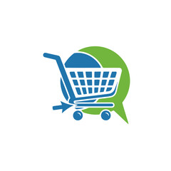 Shopping cart icon with speech bubble