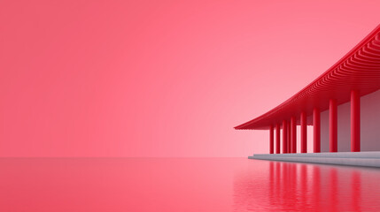 Obraz premium Red Building by Water