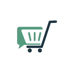 Shopping cart with speech bubble icon