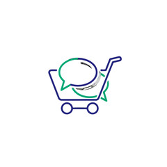 Shopping cart with speech bubble icon