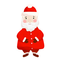 Santa Claus illustration. Christmas design element. Colored flat vector illustration on white background.