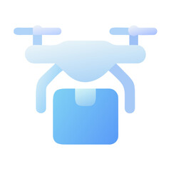 Obraz premium A blue drone carrying a package, , representing modern delivery services and technology