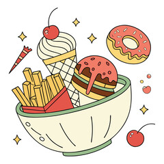 Delicious celebration dessert vector illustration with a sweet cherry on a chocolate cream cake