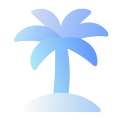 Stylized gradient blue palm tree on a small island