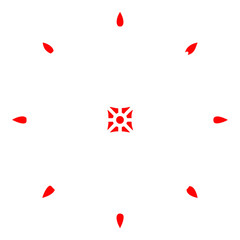 Red abstract geometric pattern with radiating petal shapes