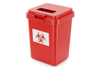 a sharps disposal container red plastic biohazard