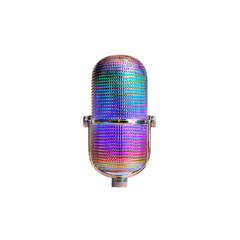 Iridescent Rainbow Retro Microphone Studio Recording, Podcast, and Music Concept