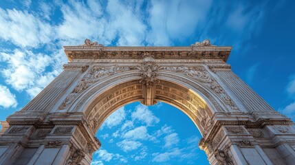 Fototapeta premium Architectural analysis of historical landmark design showcasing structural aesthetics, engineering precision, and innovative restoration techniques in urban context