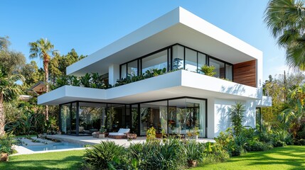 Contemporary architectural design featuring sustainable materials, biophilic integration, modern aesthetics, and innovative glazing technology for residential efficiency