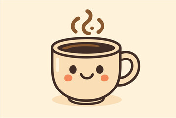 Happy coffee cup illustration A cheerful cartoon image of a warm beverage