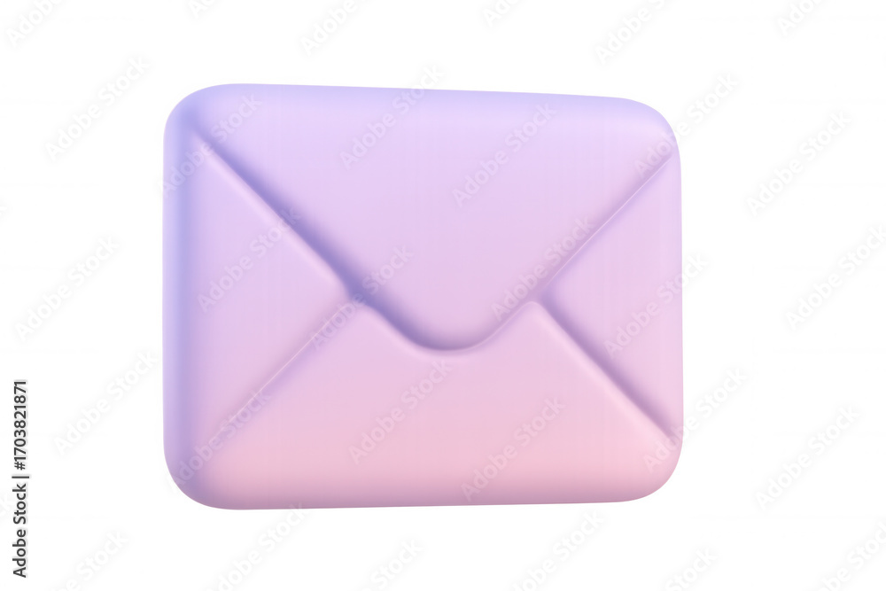 Poster minimal purple closed envelope icon, 3d rendered on transparent backdrop, representing sleek digital