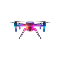 Futuristic Drone with Vibrant Neon Lights - Aerial Photography Technology