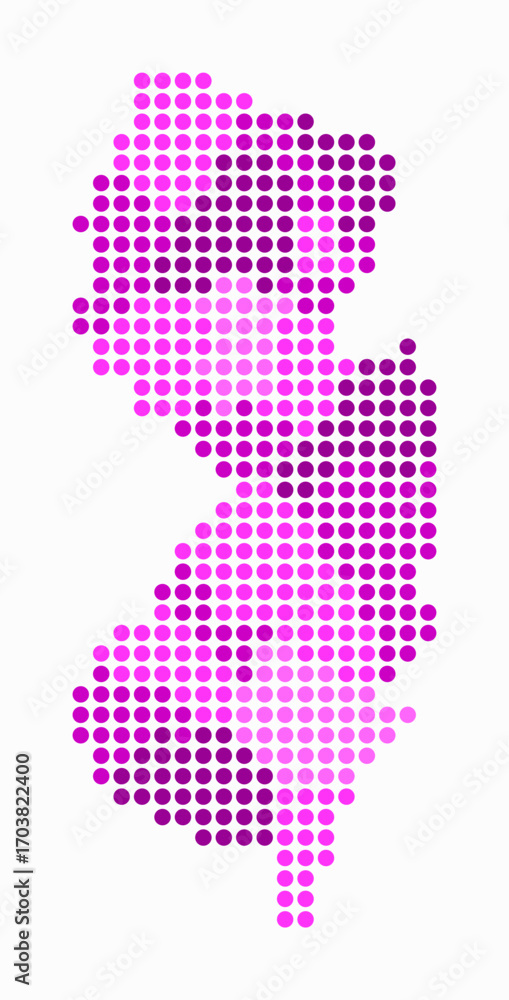 Poster new jersey dotted map. digital style map of the state on white background. new jersey shape with cir