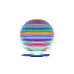 Abstract Colorful Sphere with Rainbow Stripes and Glowing Base