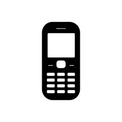 Simple black and white cell phone image on transparent background silhouette