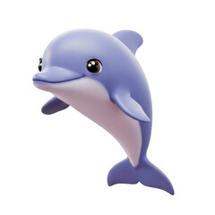 Cartoonish Dolphin with Playful Pose and Big Eyes in a Transparent Background
