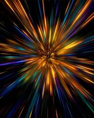 Abstract Burst of Energy: A dynamic abstract design exploding with vibrant colors, creating a sense of movement and raw energy. A visual symphony of light and velocity.