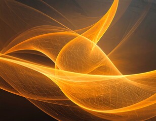 Abstract swirling orange shapes on dark background