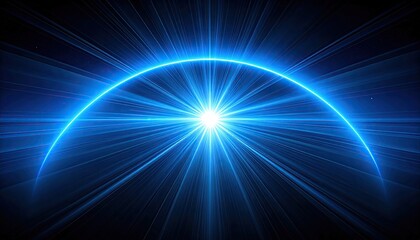 Bright Blue Light Burst Radiating in Semi Circular Pattern on Dark Background Digital Art