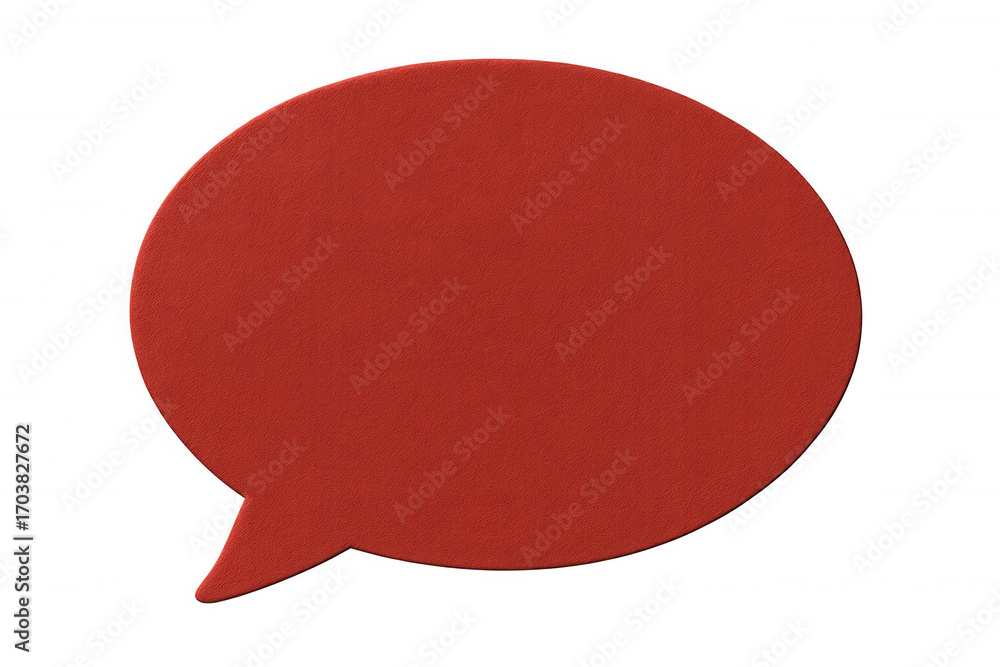 Poster textured red speech bubble floating against transparent backdrop, symbolizing dynamic communication 