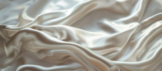 Fototapeta premium Lustrous Silk Fabric: A close-up shot captures the opulent folds of a shimmering fabric, emphasizing its smooth texture and elegant drape, creating an ambiance of luxury and sophistication.