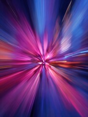 Colorful Lights and Vibrant Patterns Create an Abstract Burst Effect in a Dark Setting During an Evening Event