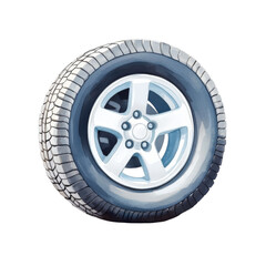 Obraz premium Watercolor wheel tire rubber metal round realistic isolated clean automotive calm