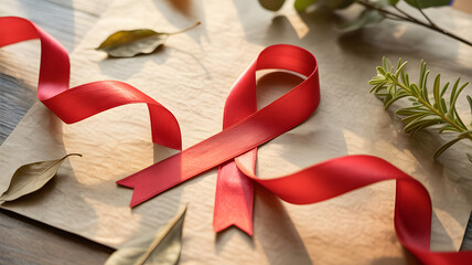 Symbolic Red Ribbon of Support and Awareness