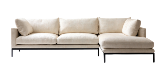 Cream sectional sofa with low profile legs