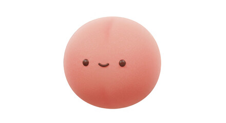 Cute Peach Character with Smiling Face Isolated on Transparent Background