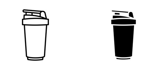 Protein shaker Icons in solid and liner versions.