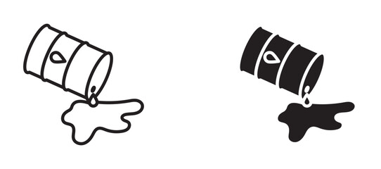 Oil spill Icons in solid and liner versions.