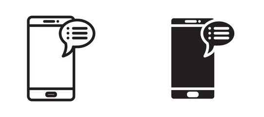 Mobile message Icons in solid and liner versions.