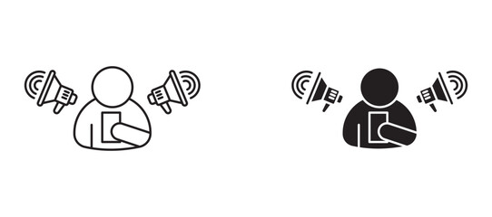 Influencer marketing Icons in solid and liner versions.