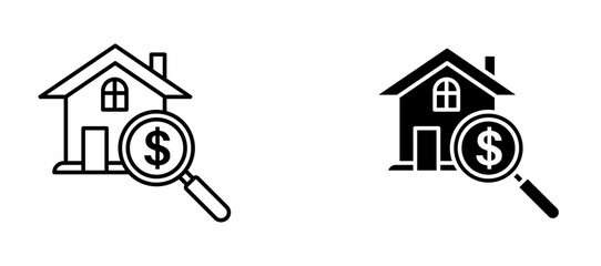 Home appraisal Icons in solid and liner versions.