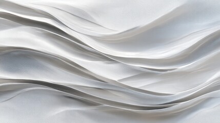 Obraz premium Soft white fabric drapes gracefully with gentle waves, creating a fluid and elegant texture illuminated by natural light in a serene setting.