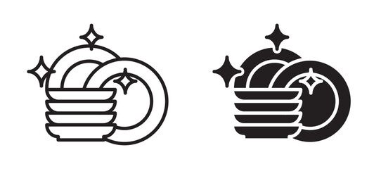 Clean dishes Icons in solid and liner versions.