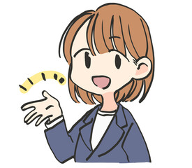 案内をするスーツの女性