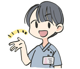 案内をする医療従事者の男性