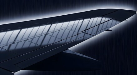 Obraz premium Airplane Wing View Abstract rainy day in studio backdrop soft
